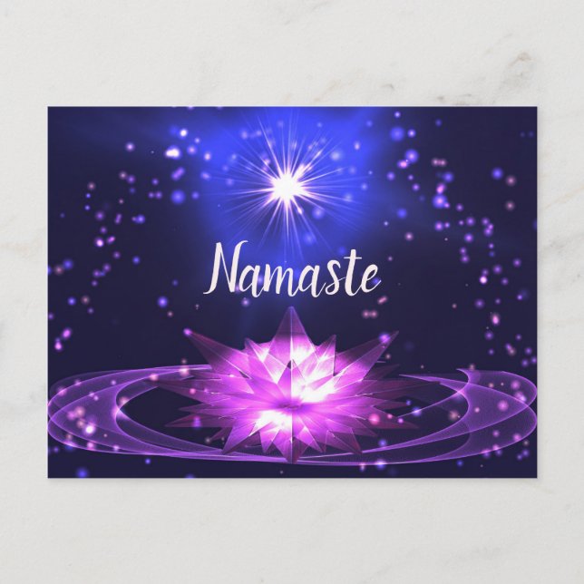 Carte Postale Namaste Spirituel Purple Crystal Lotus Stars (Devant)