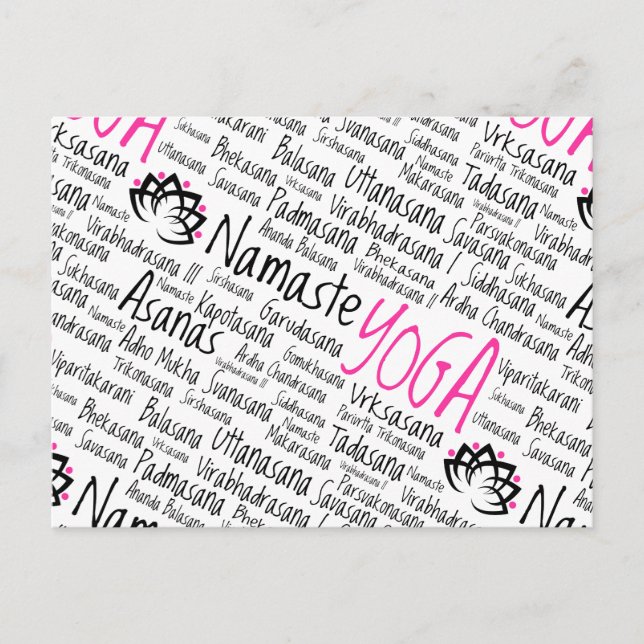 Carte Postale Namaste Yoga Positions Asana Poses Noms Sanskrit (Devant)