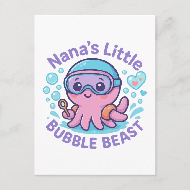 Carte Postale Nana's Little Bubble Beast mignon Octopus (Devant)
