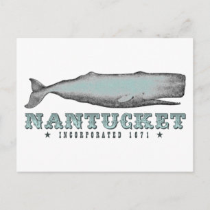Carte Postale Nantucket Baleine vintage Massachusetts Inc 1671