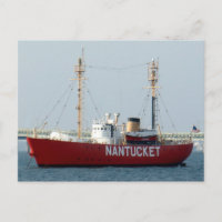 Nantucket MA Cape Cod Boat in Harbour Post Card