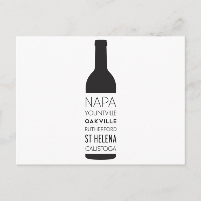 Carte Postale Napa Valley Cities Wine Bottle (Devant)