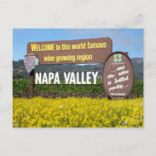 Carte Postale Napa Valley Welcome Sign with Mustard Field