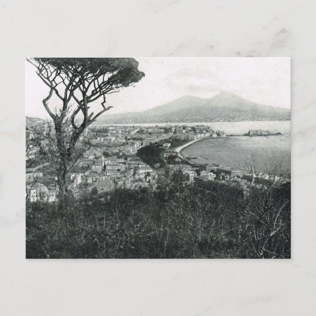 Carte Postale Naples, 1908, Baie de Naples et Vésuve de la colli (Devant)