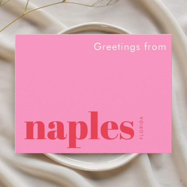 Carte Postale Naples Floride typographique rose (Créateur téléchargé)