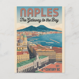 Carte Postale Naples Italie Rétro Skyline Paysage Urbain Voyage