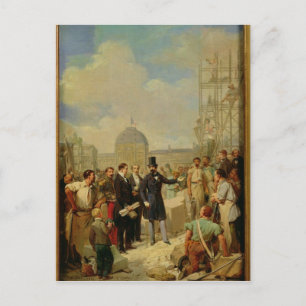Carte Postale Napoléon III Visite des oeuvres au Louvre