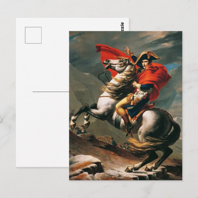Carte Postale Napoléon Traversant les Alpes Peinture néoclassiqu (Devant / Derrière)