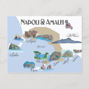Carte Postale Napoli et la côte amalfitaine en Italie