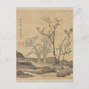 Carte Postale Narcisse et arbres nus par Chen Hongshou