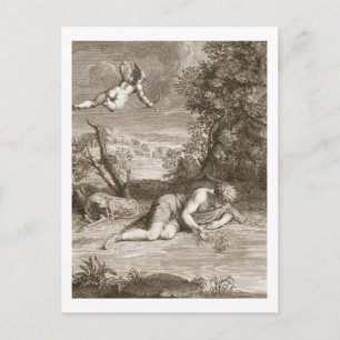 Carte Postale Narcisse Transformé en Fleur, 1730 (gravi)