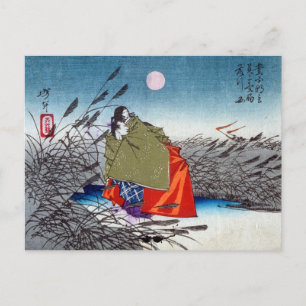 Carte Postale Narihira et Nijo no Tsubone au fleuve Fuji