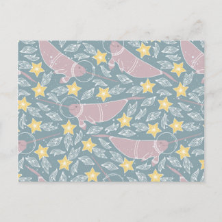 Carte Postale Narwhal dans le Motif spatial