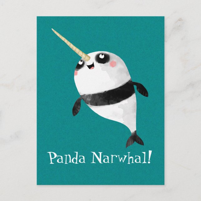 Carte Postale Narwhal et Panda en un (Devant)