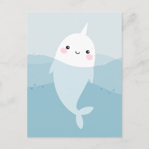 Carte postale Narwhal et vagues