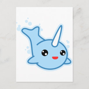 Carte Postale Narwhal Kawaii