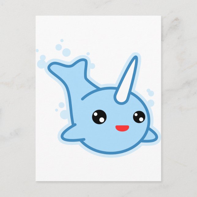 Carte Postale Narwhal Kawaii (Devant)