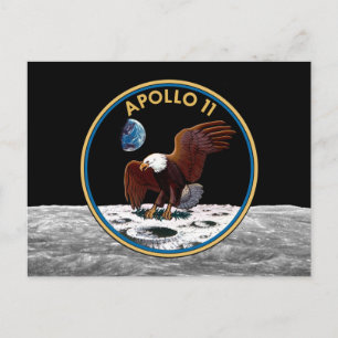 Carte Postale NASA Apollo 11 Atterrissage Lunaire Insigne de Pat