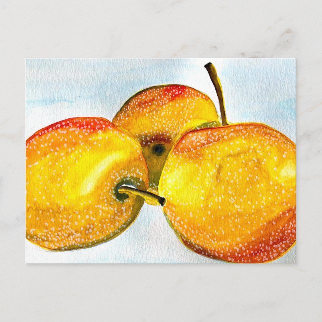 Carte Postale Nashi poires jaune aquarelle fruit (Devant)