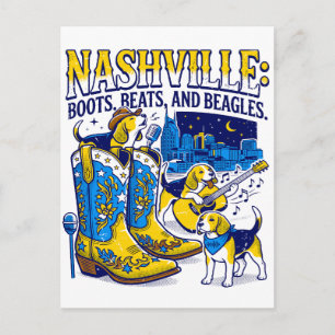 Carte Postale Nashville Tennessee Bottes Rythmes et Beagles