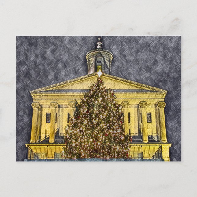 Carte Postale Nashville Tennessee Capitol Christmas Tree night (Devant)