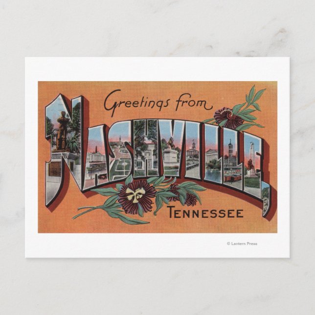 Carte Postale Nashville, Tennessee - Scènes de grandes lettres (Devant)