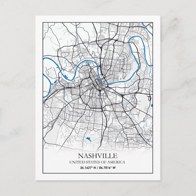 Carte Postale Nashville Tennessee USA Travel City Plan (Devant)