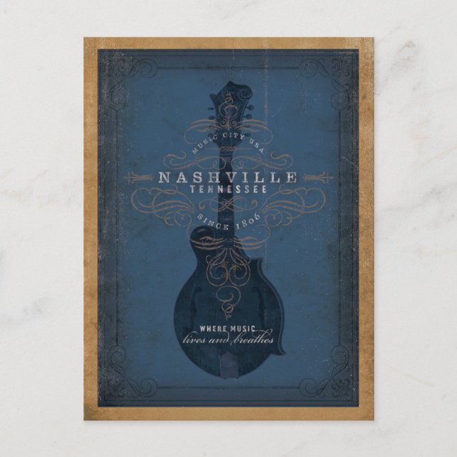 Carte Postale Nashville, TN - Mandoline bleue (Devant)