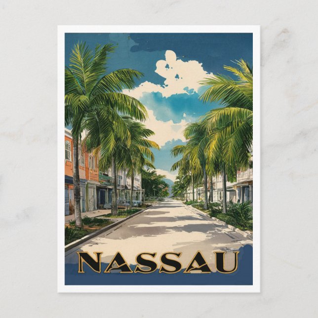 Carte Postale Nassau Bahamas Bahamas Street Travel Art (Devant)
