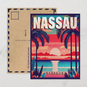 Carte Postale Nassau Bahamas Retro Sunset Souvenir 1950