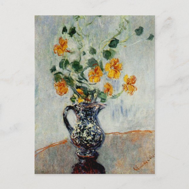 Carte Postale Nasturces dans un vase bleu par Monet (Devant)