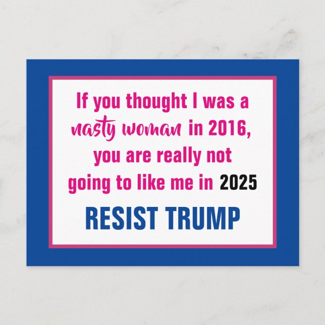 Carte Postale Nasty Woman Anti-Trump Anti-Musk 2025 (Devant)