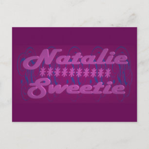 Carte Postale Natalie Sweetie couleur violet foncé avec texte