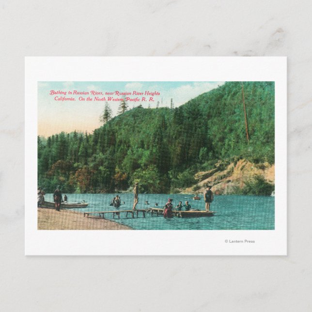 Carte Postale Natation à proximité du quai sur la rivière russe (Devant)