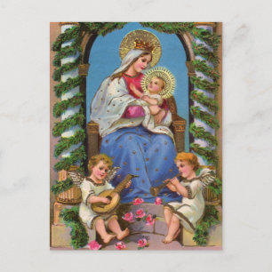 Carte Postale Nativité Avec Madonna Et Enfant