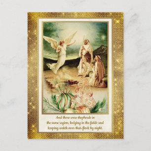 Carte Postale Nativité Bergers & Anges Noël Doré de Christmas