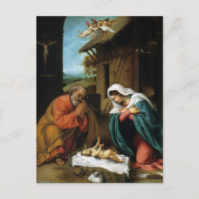 Carte Postale Nativité de la Saint-Famille de Noël (Devant)