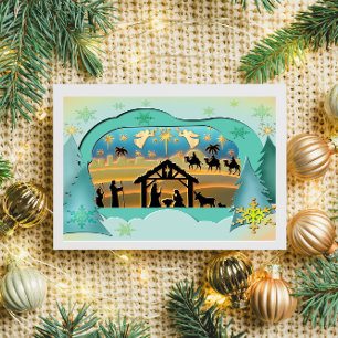 Carte Postale Nativité de Noël Bébé Jésus dans la scène Manger