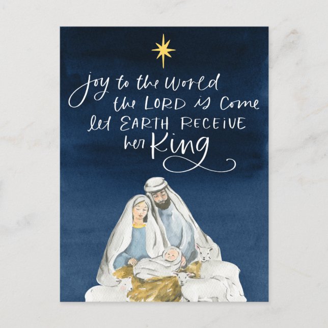 Carte Postale Nativité Joy Aquarelle Noël religieux (Devant)