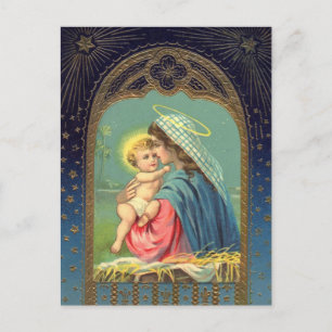 Carte Postale Nativité Marie tenant le bébé Jésus