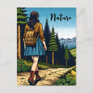 Carte Postale Nature Femmes Randonnée sur un sentier