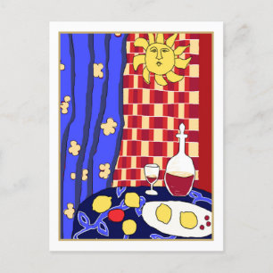 Carte Postale Nature morte au vin rouge et citrons La Dolce Vita