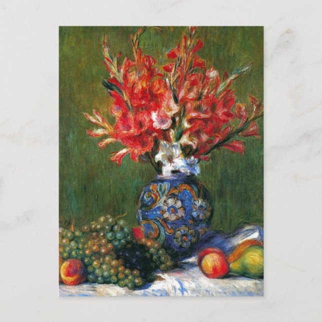 Carte Postale nature morte de Renoir Fleurs et Fruits peinture a (Devant)