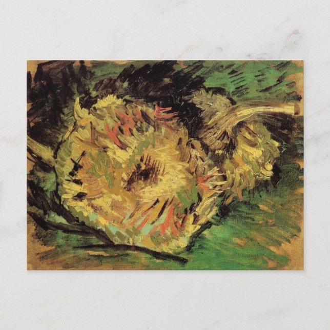 Carte Postale Nature morte Deux tournesols coupés par Vincent va (Devant)