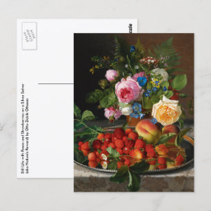 Carte Postale Nature morte Roses et Fraises par Otto Ottesen