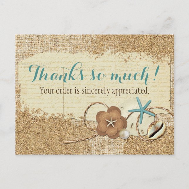 Carte Postale Nautical Beach Seashell & Sand Boutique Merci (Devant)