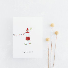 Carte Postale Nautical Lighthouse Beach Happy Birthday Balloon