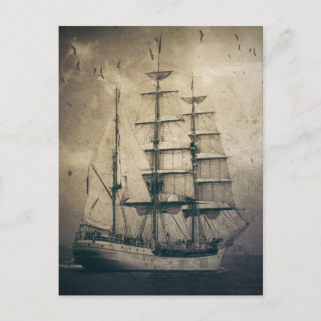 Carte Postale Nautique Mer Vintage Voilier (Devant)