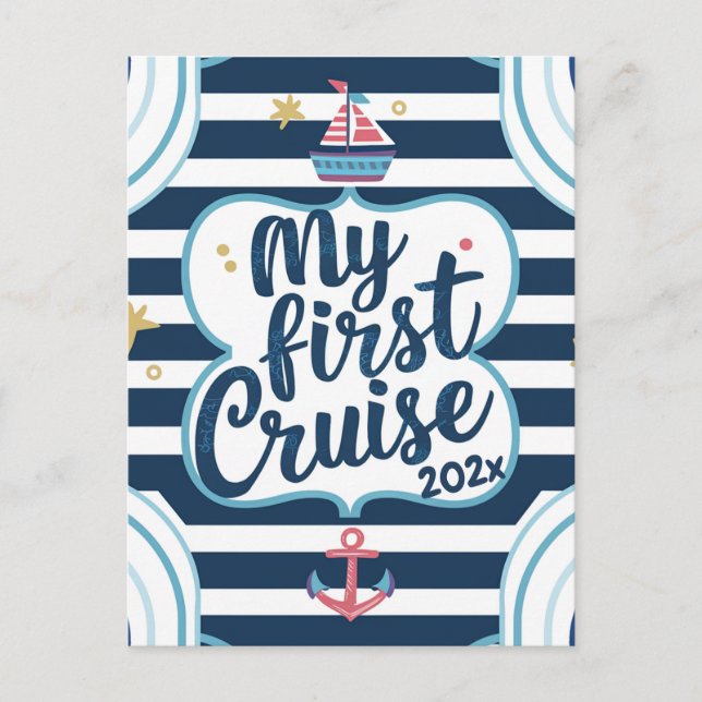 Carte Postale nautique personnalisé ma première croisière (Devant)