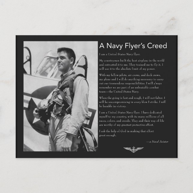 Carte Postale Naval Flyer's Creed (Devant)